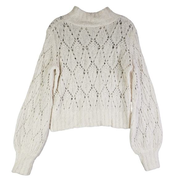 Reformation Sweater Alpaca Wool Jessica Pointelle Lacy Knit Ivory Size Small - Picture 4 of 11